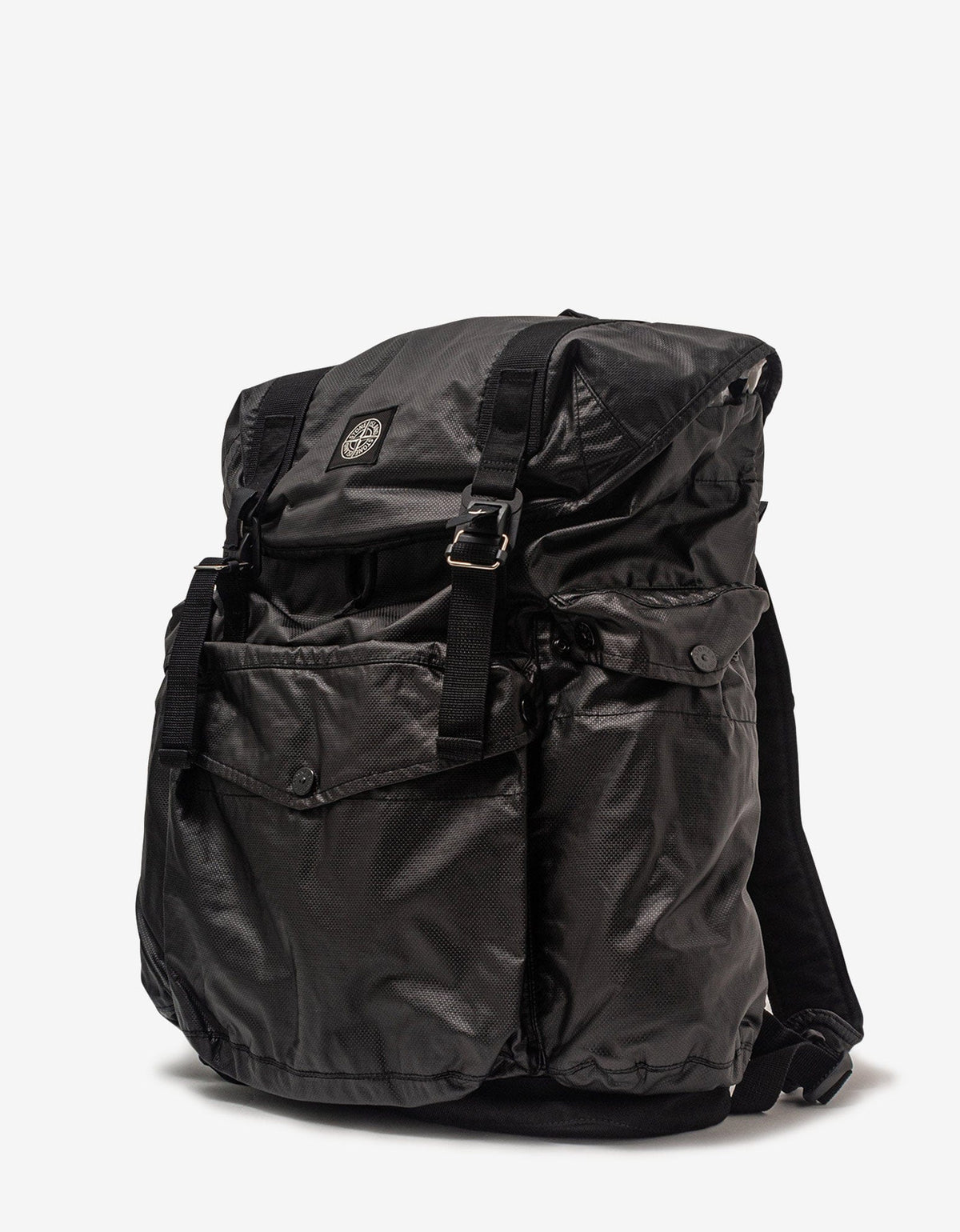 Stone Island Black Mussola Gommata-TC Backpack