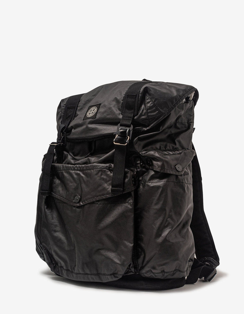 Stone Island Black Mussola Gommata-TC Backpack