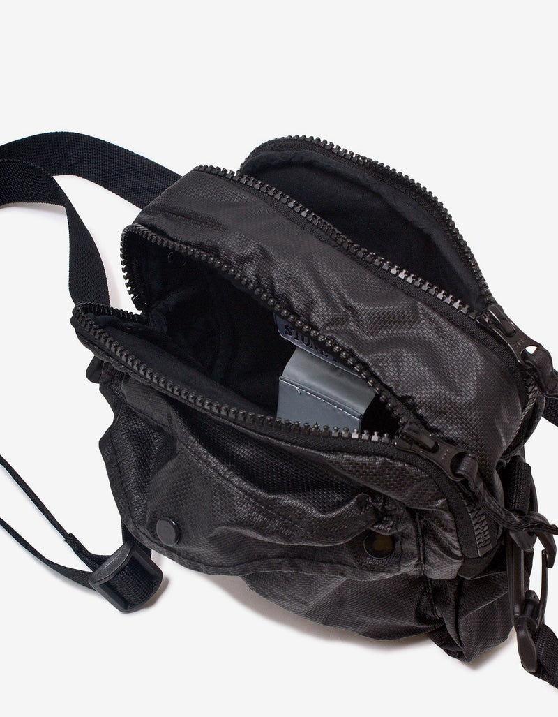 Stone Island Black Mussola Gommata-TC Canvas Pouch Bag