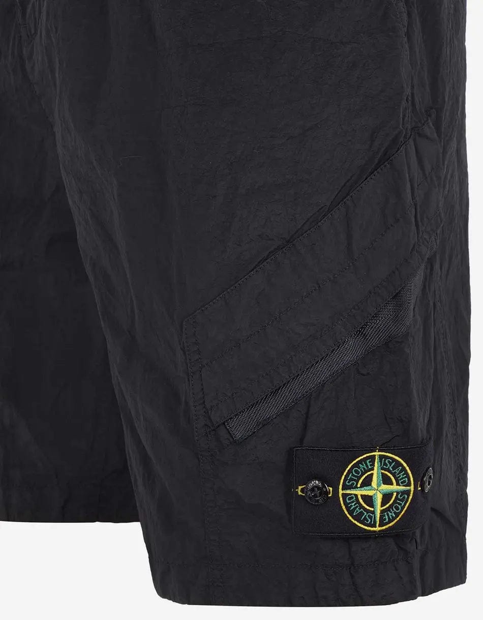 Stone Island Black Nylon Metal Bermuda Shorts