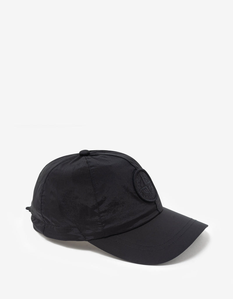 Stone Island Black Nylon Metal Cap