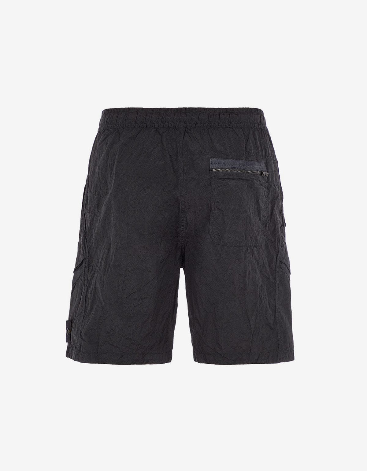 Stone Island Black Nylon Metal Cargo Bermuda Shorts