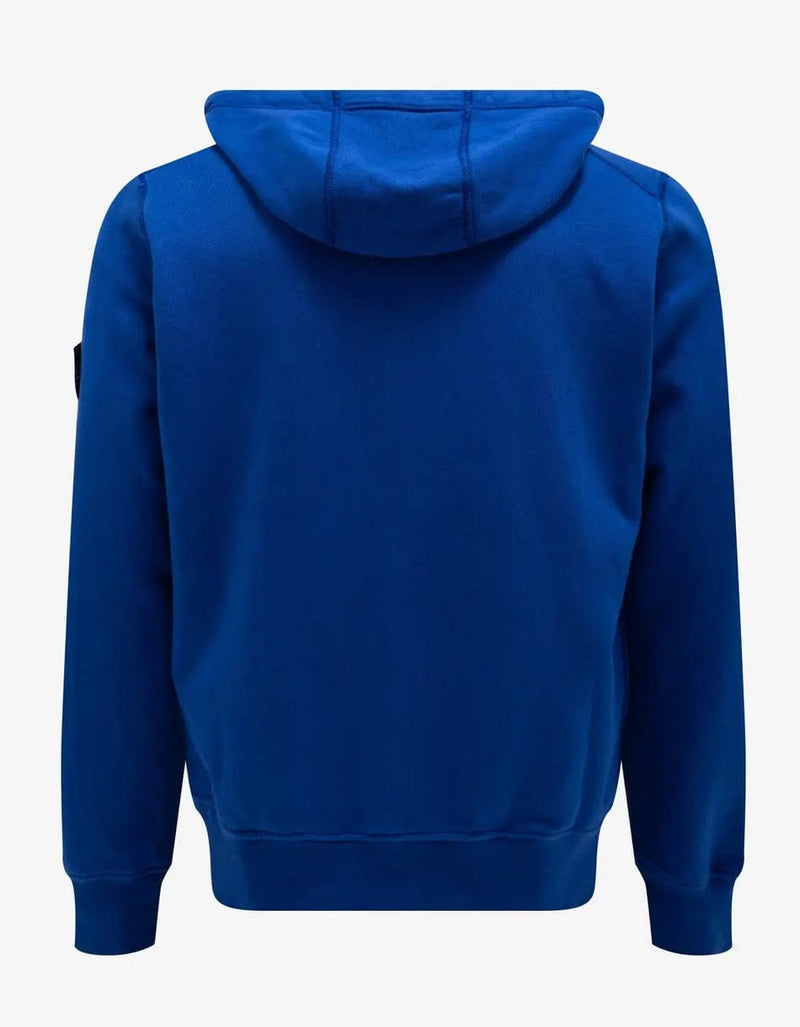Stone Island Blue Garment Dyed Zip Hoodie Zoo Fashions