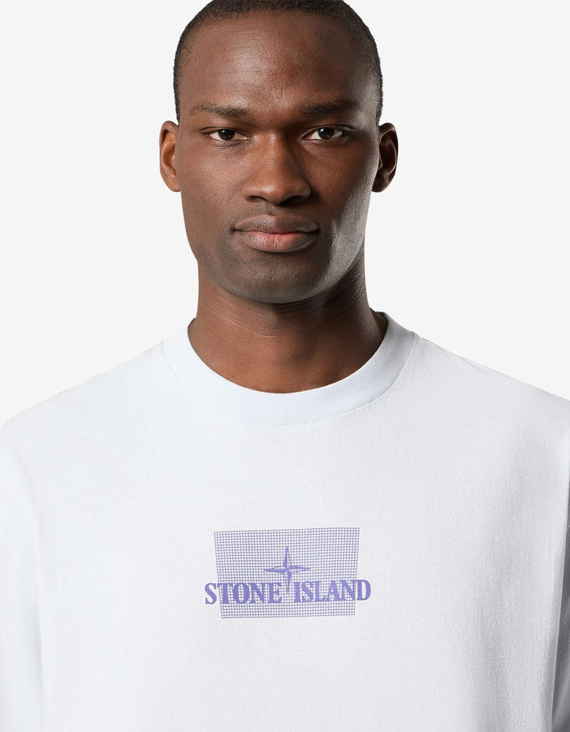 Stone Island Blue Grid Print T-Shirt