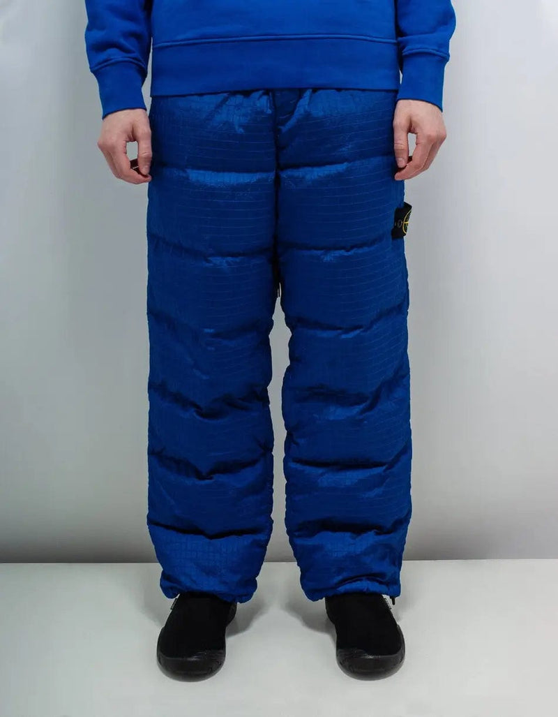 Stone Island Blue Macro Ripstop Down Trousers