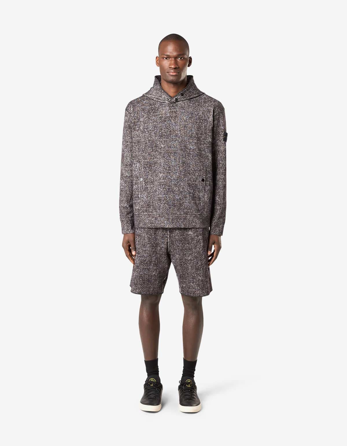 Stone Island Burgundy Melange Print Hoodie