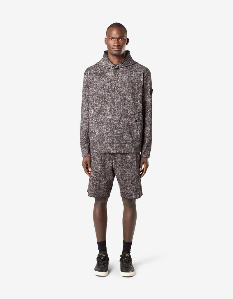 Stone Island Burgundy Melange Print Hoodie