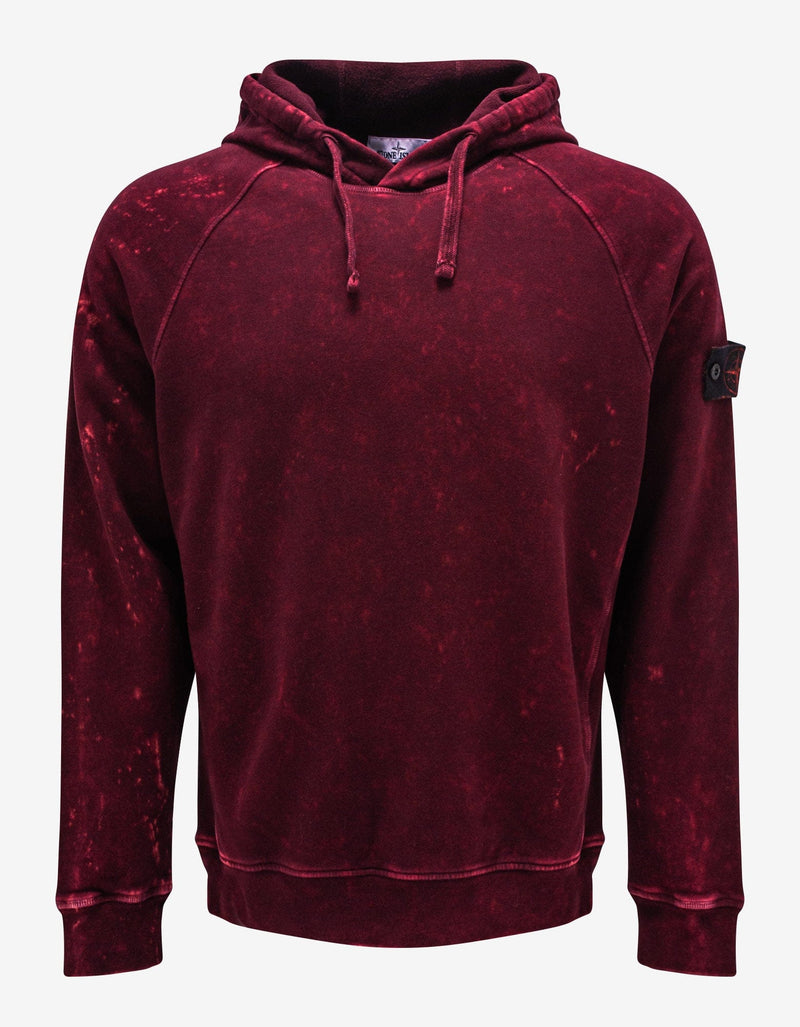 Stone Island Burgundy Off-Dye Compass Badge Hoodie