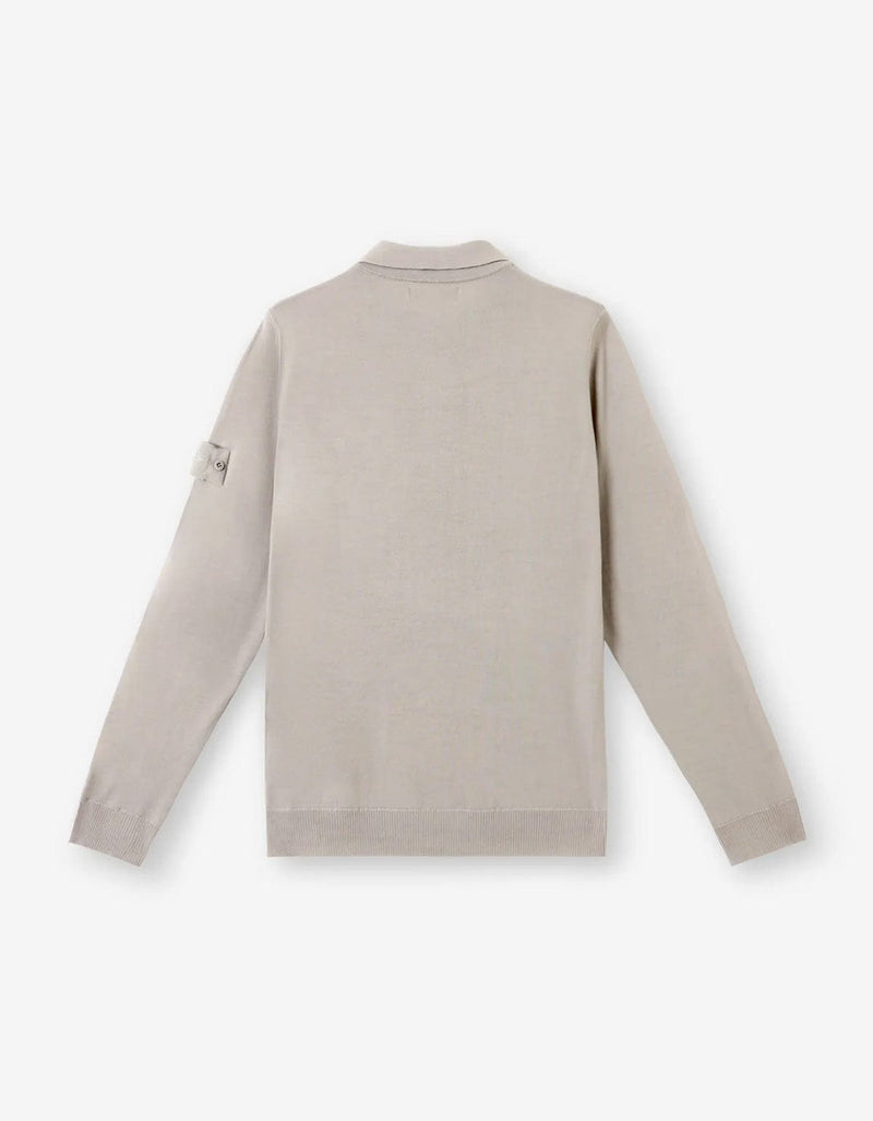 Stone Island Ghost Grey Wool LS Polo Shirt