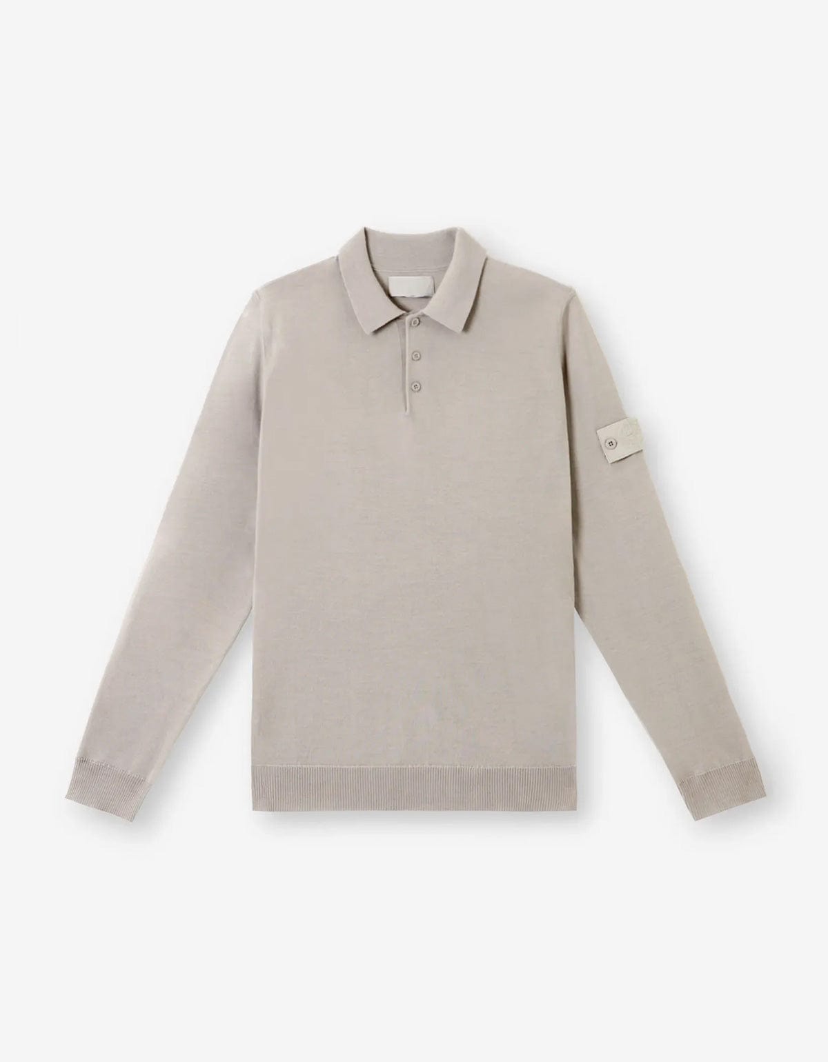 Stone Island Ghost Grey Wool LS Polo Shirt