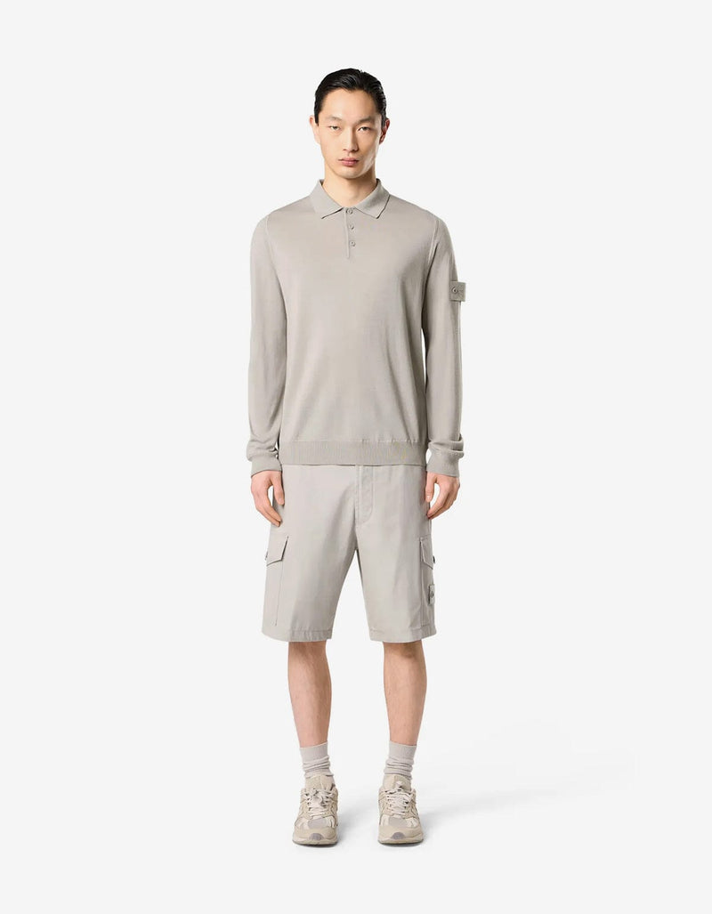 Stone Island Ghost Grey Wool LS Polo Shirt