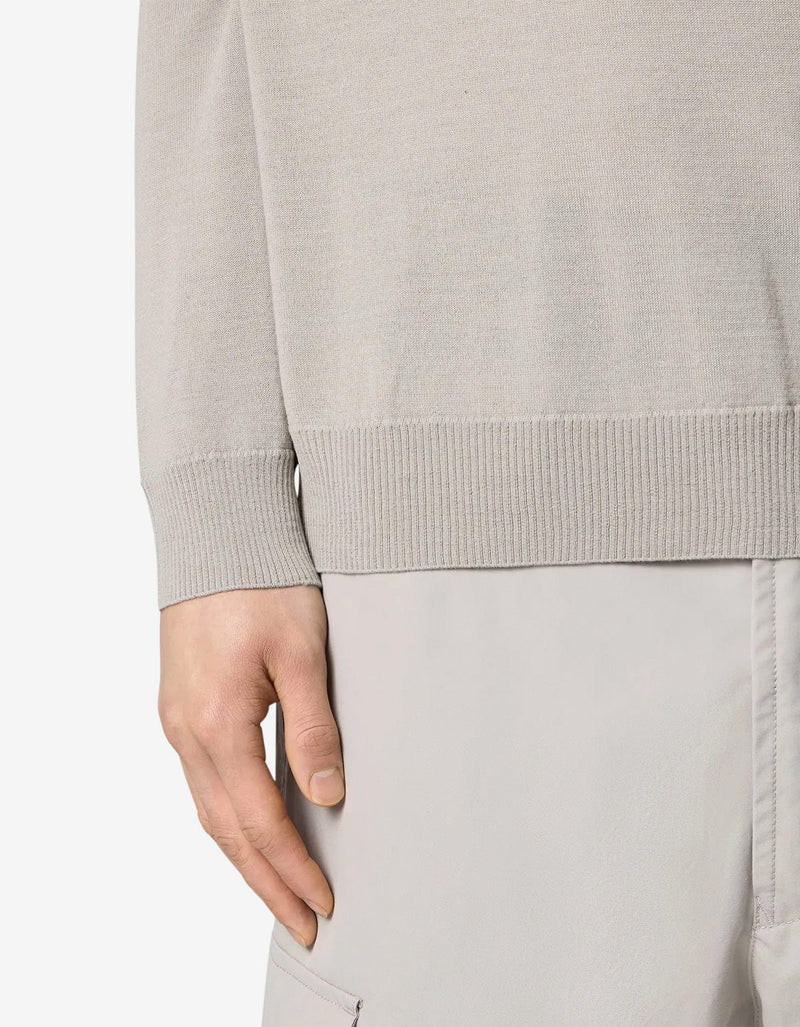 Stone Island Ghost Grey Wool LS Polo Shirt
