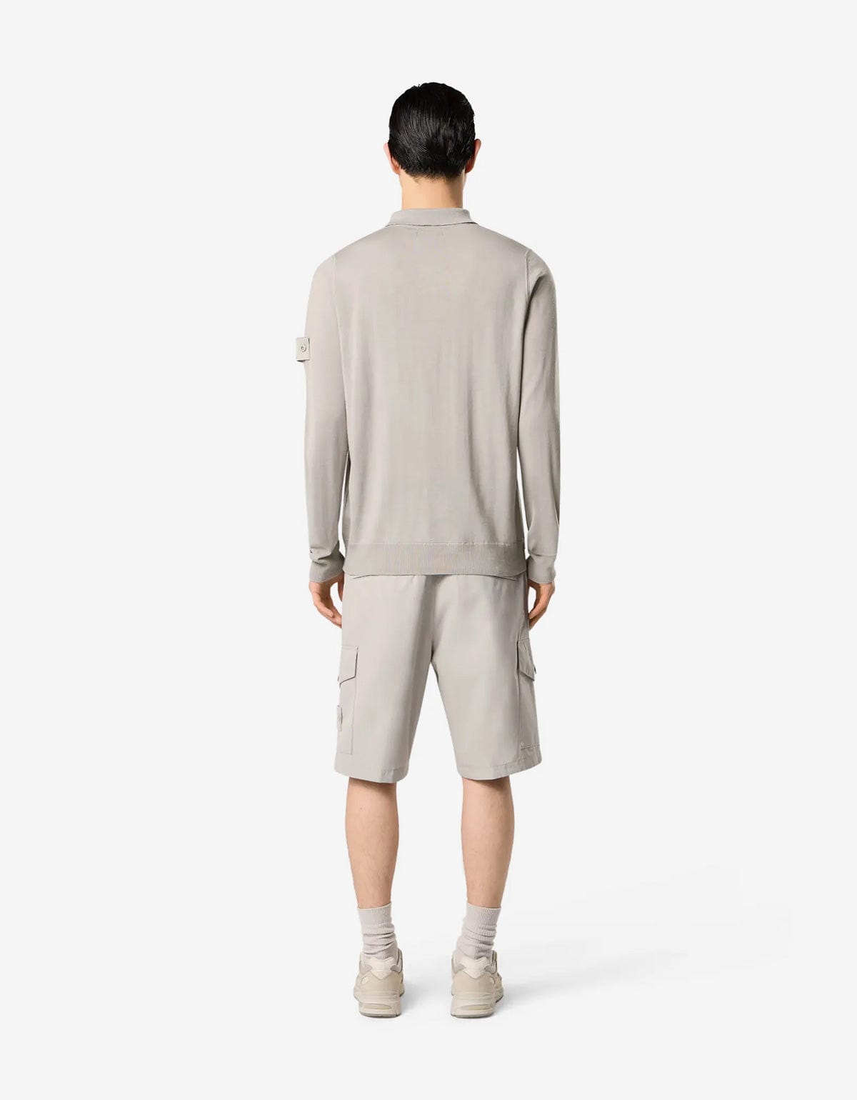 Stone Island Ghost Grey Wool LS Polo Shirt