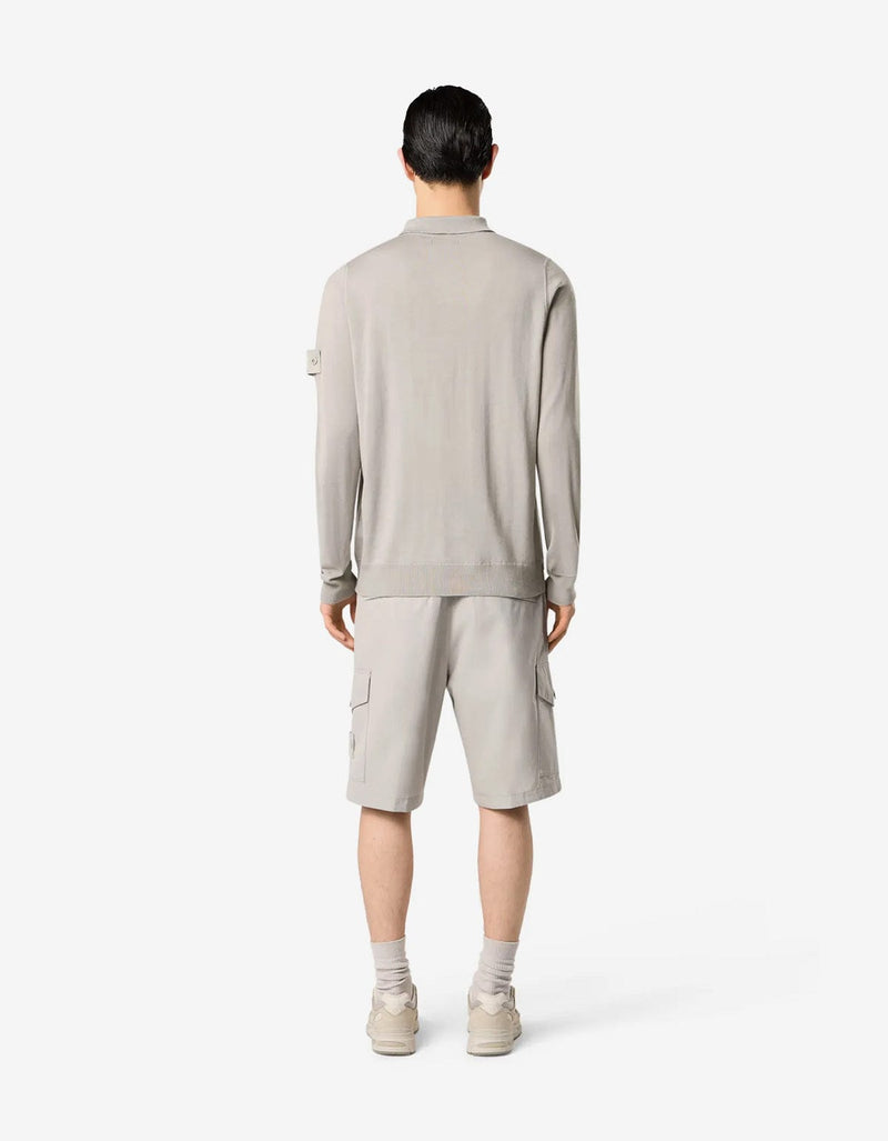 Stone Island Ghost Grey Wool LS Polo Shirt
