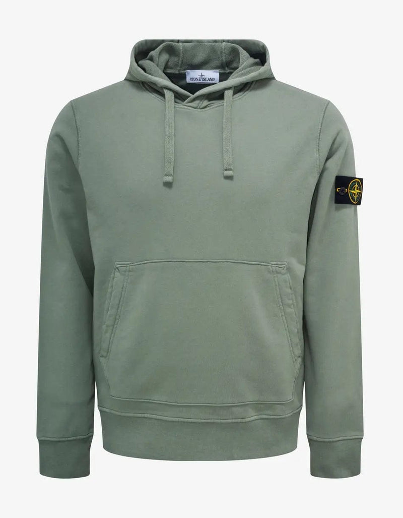 Stone Island Green Garment Dyed Hoodie