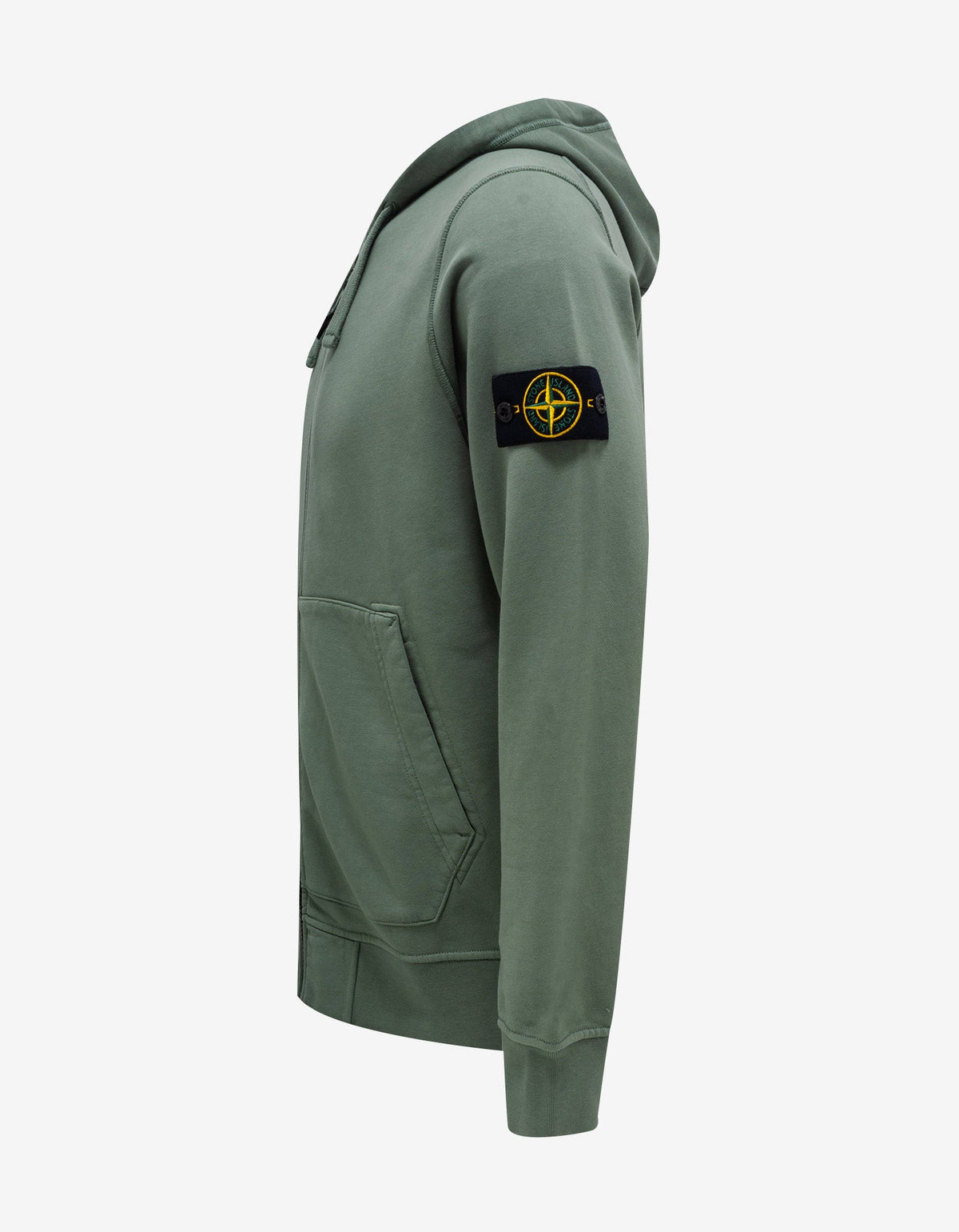 Stone Island Green Garment Dyed Zip Hoodie