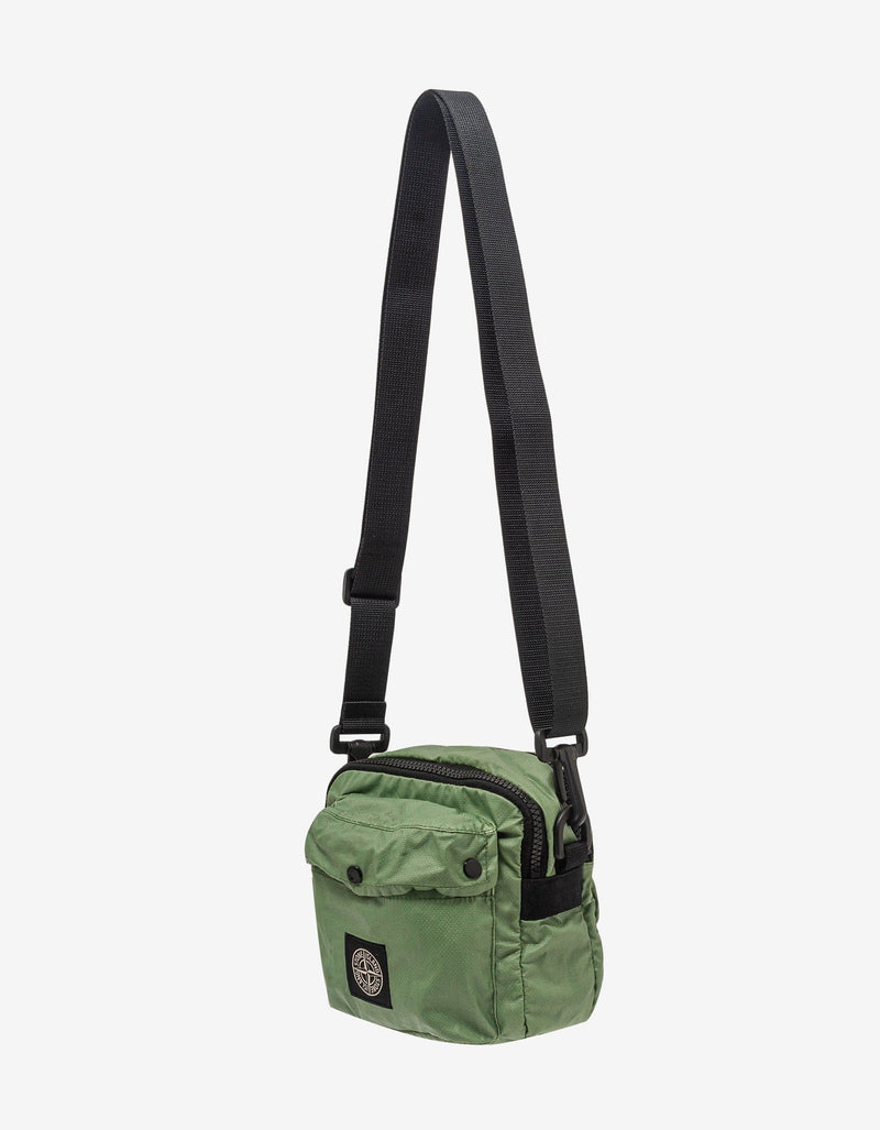 Stone Island Green Mussola Gommata-TC Canvas Pouch Bag