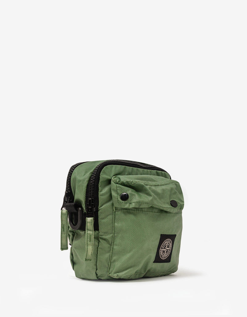 Stone Island Green Mussola Gommata-TC Canvas Pouch Bag