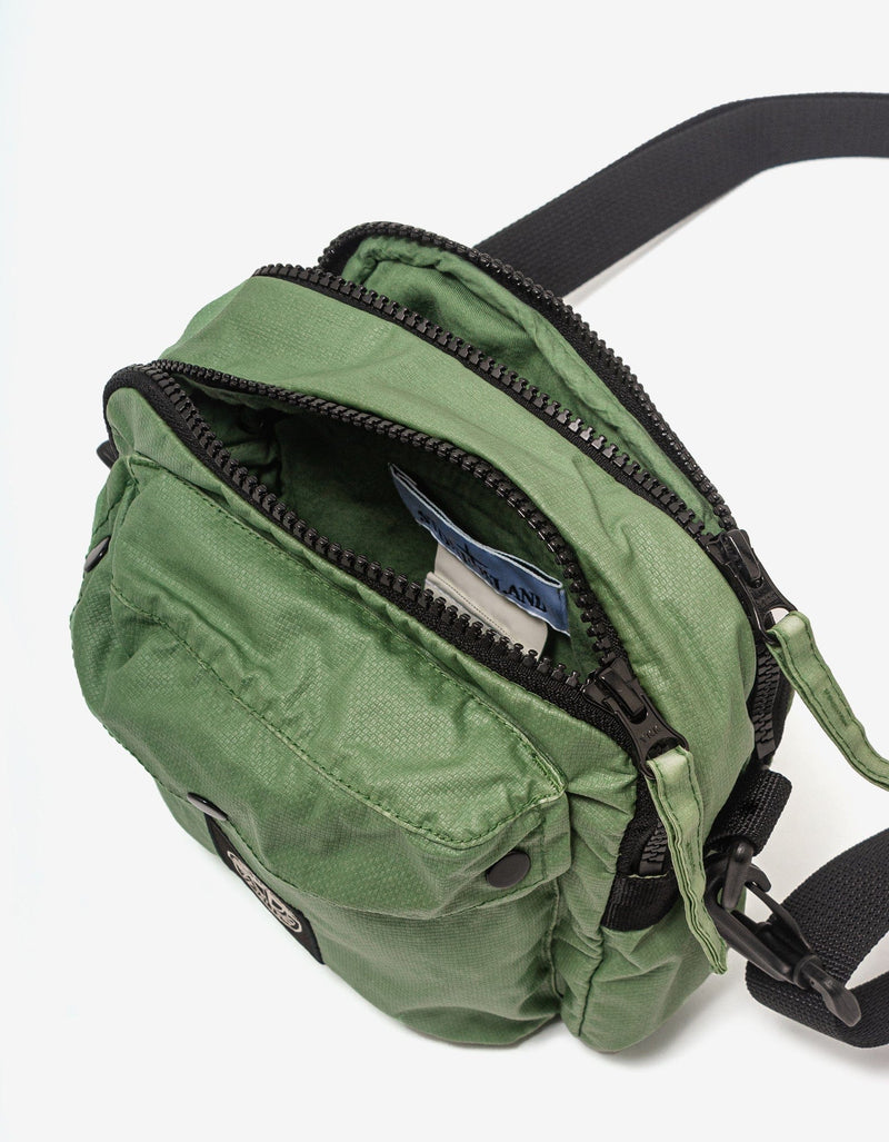 Stone Island Green Mussola Gommata-TC Canvas Pouch Bag