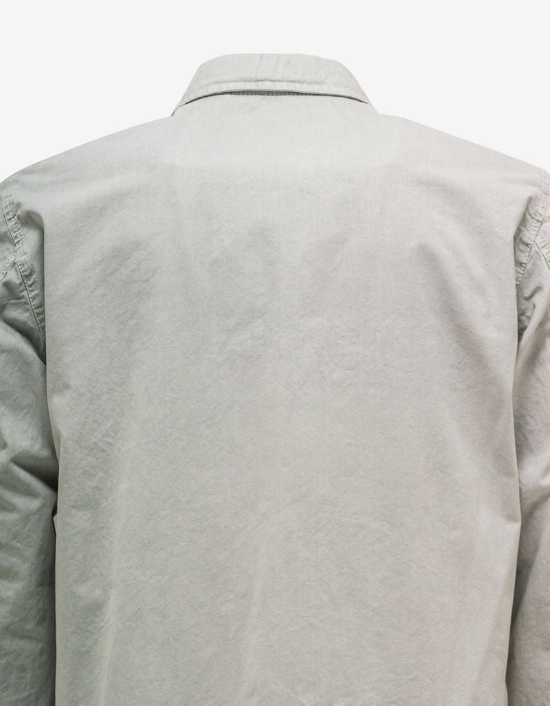 Stone Island Grey Brushed Cotton Canvas Zip Overshirt
