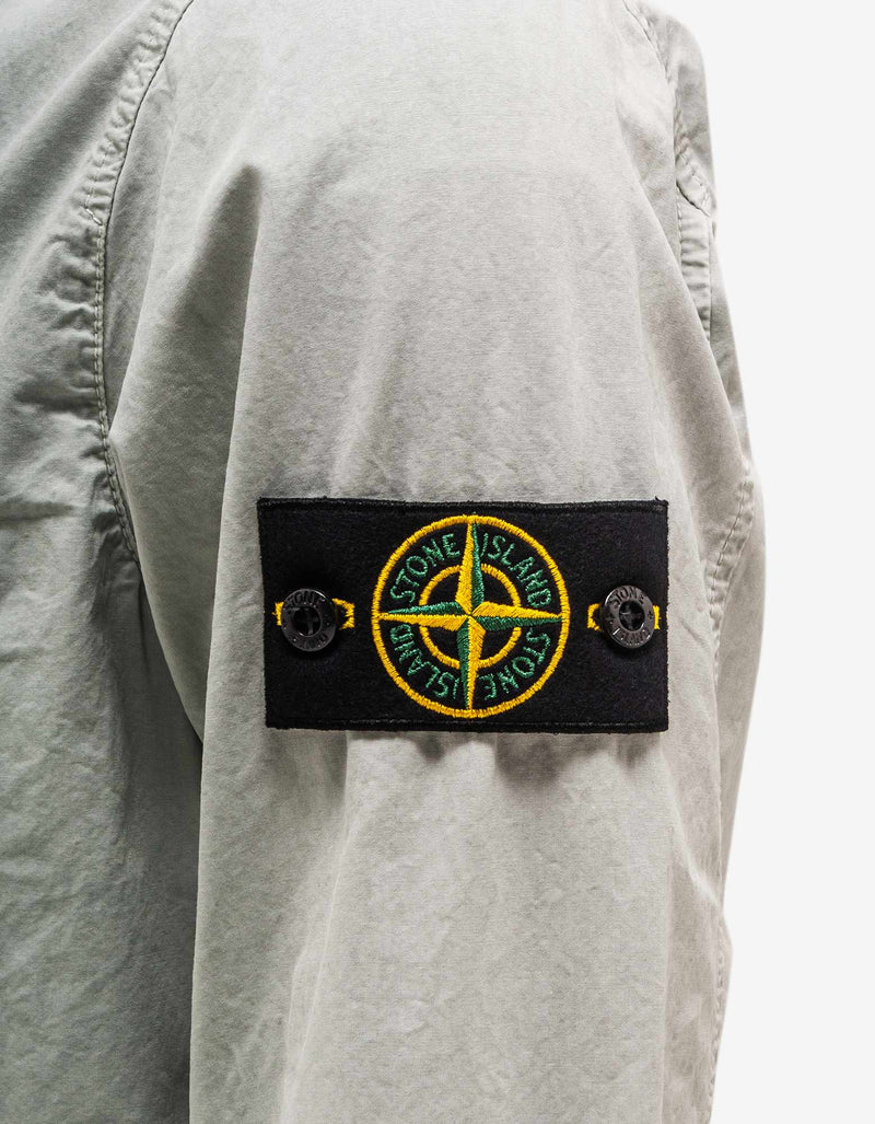 Stone Island Grey Brushed Cotton Canvas Zip Overshirt