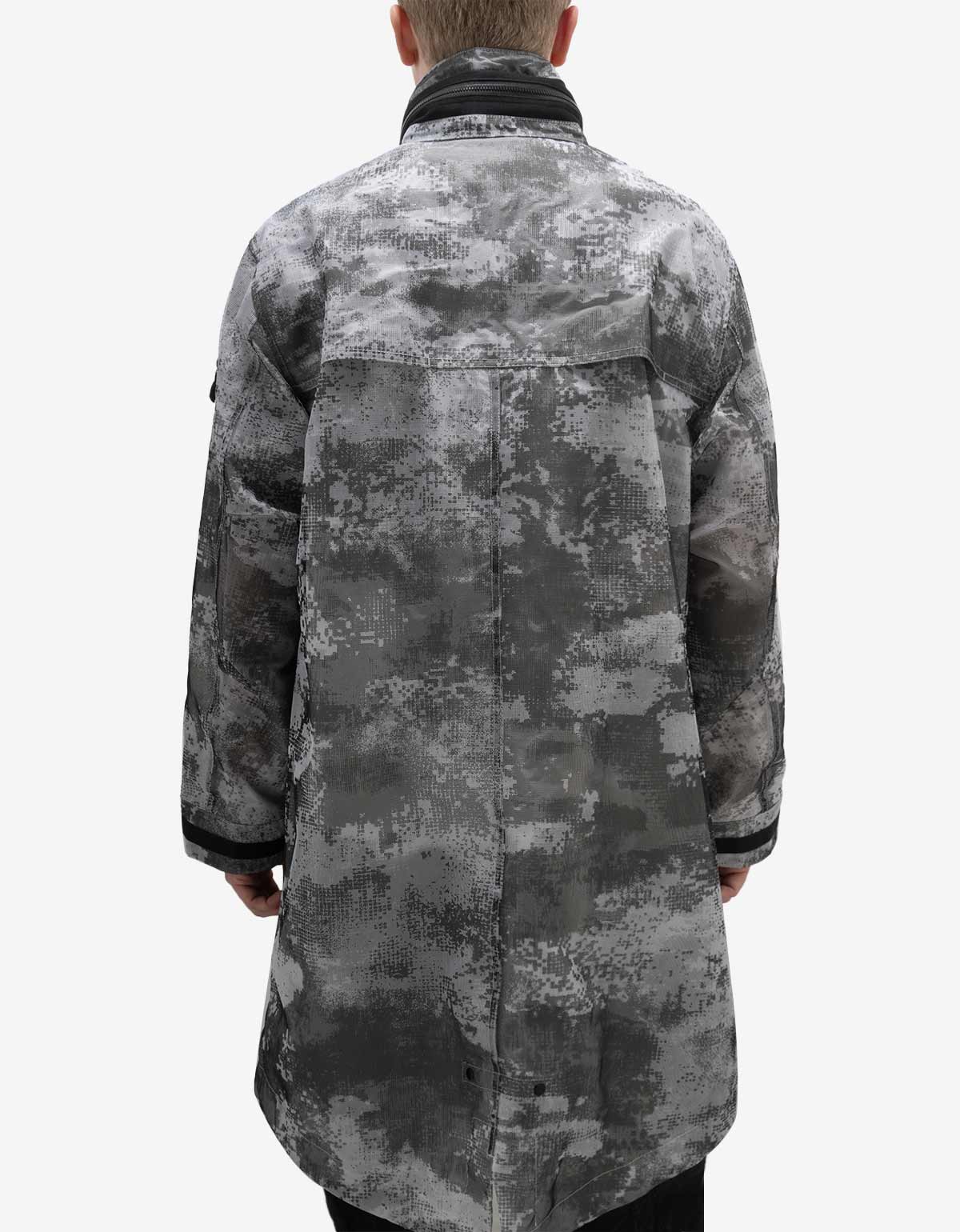 Stone Island Grey Camo Mesh Reflective Nylon Coat