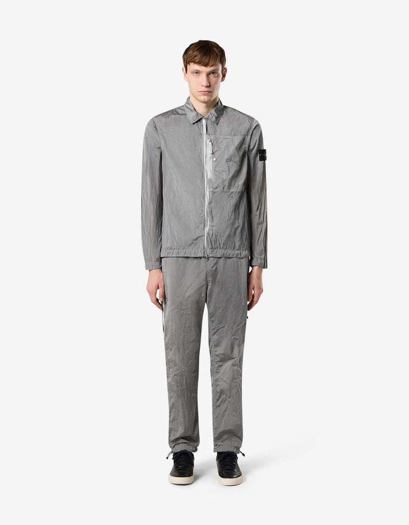 Stone Island Grey Compass Logo Nylon Metal Overshirt