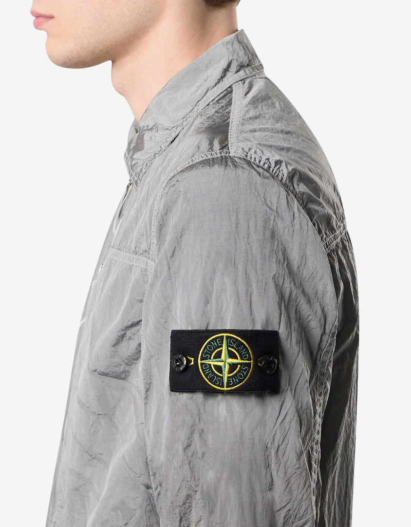Stone Island Grey Compass Logo Nylon Metal Overshirt