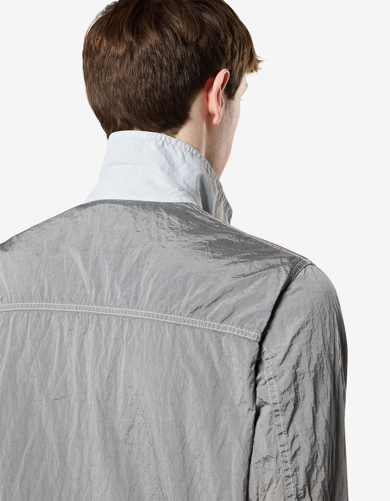 Stone Island Grey Compass Logo Nylon Metal Overshirt