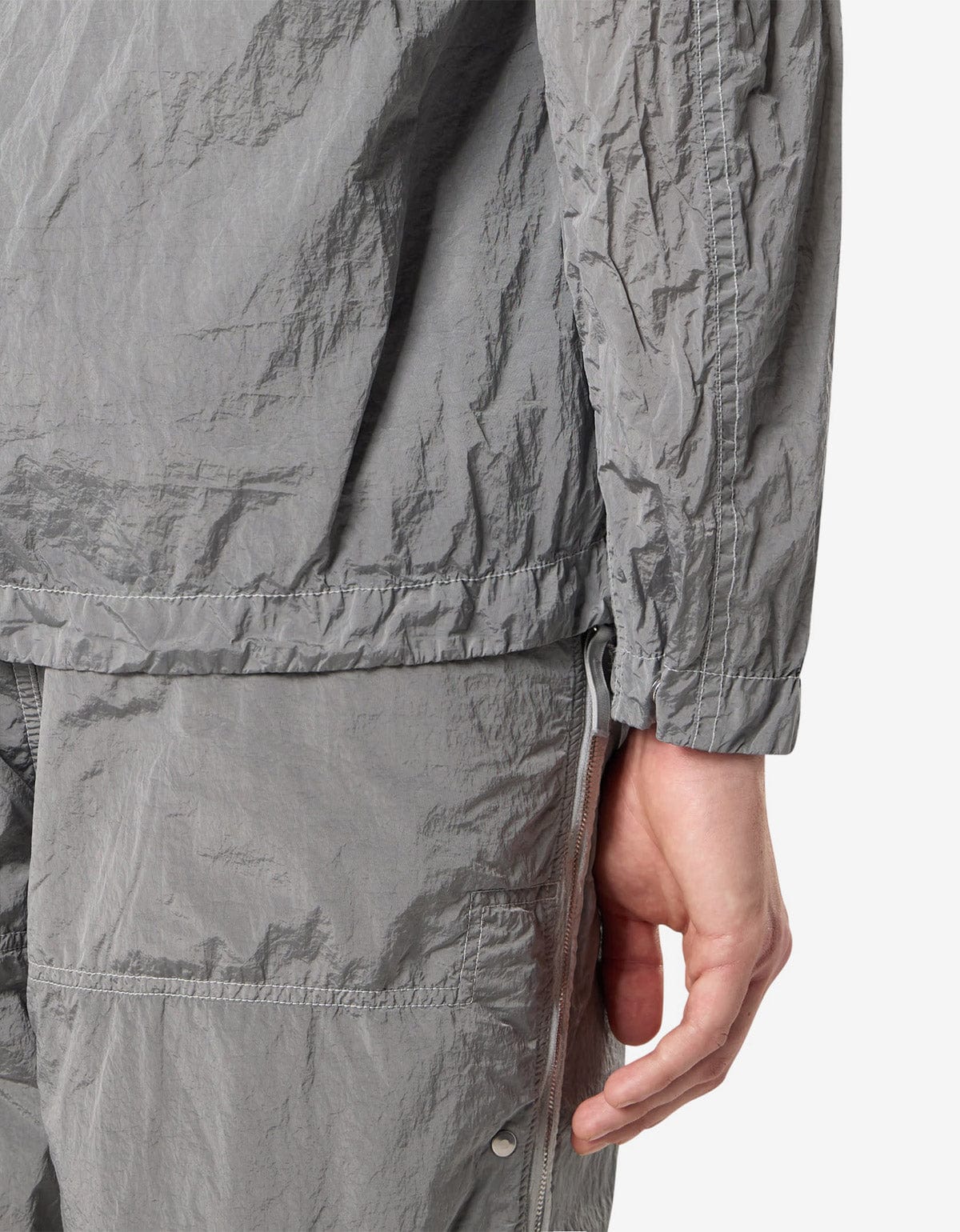 Stone Island Grey Compass Logo Nylon Metal Overshirt