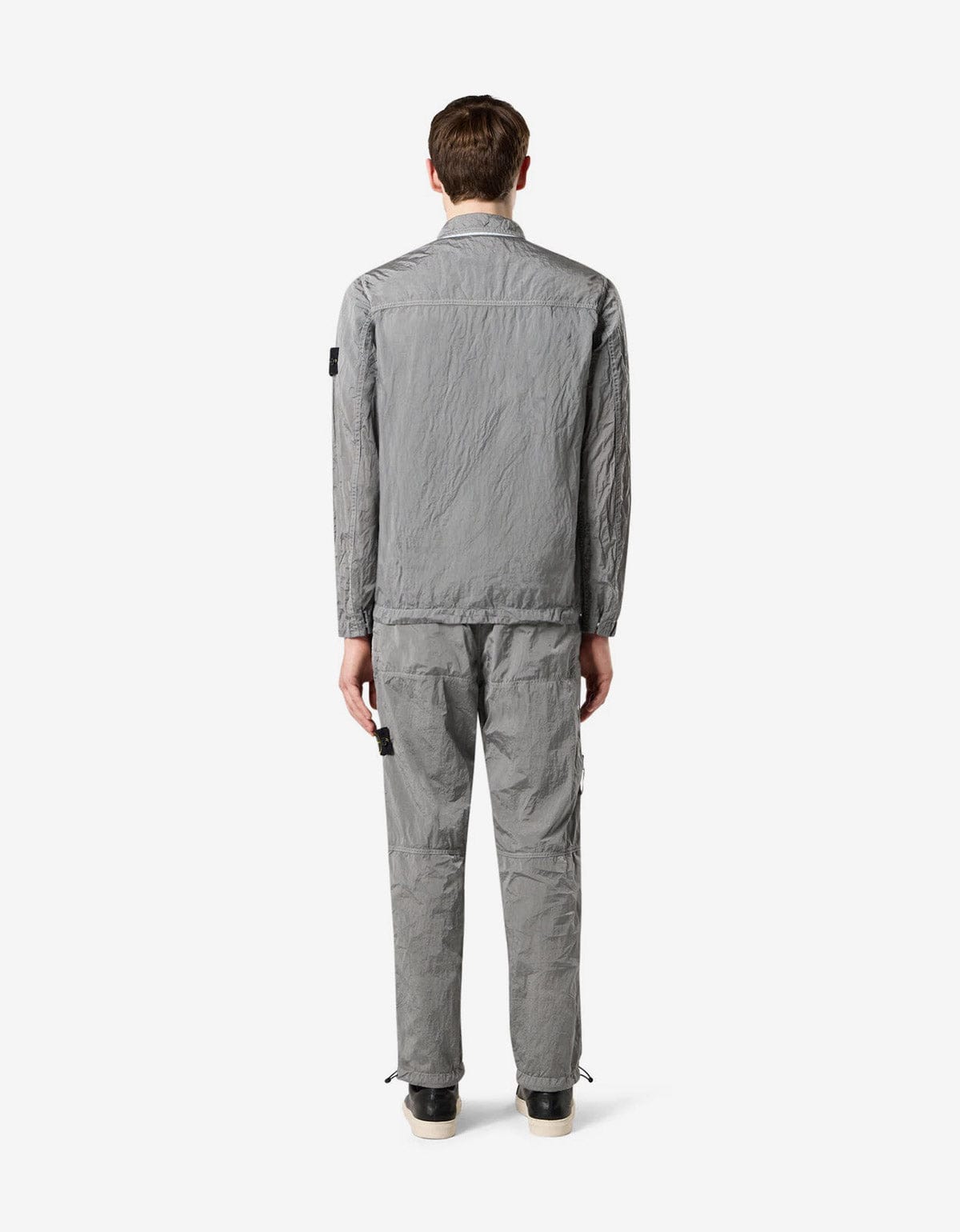 Stone Island Grey Compass Logo Nylon Metal Overshirt