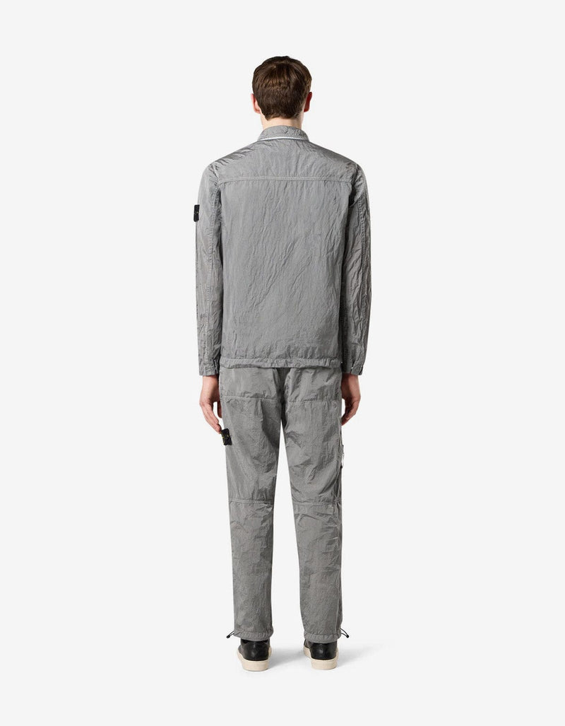 Stone Island Grey Compass Logo Nylon Metal Overshirt