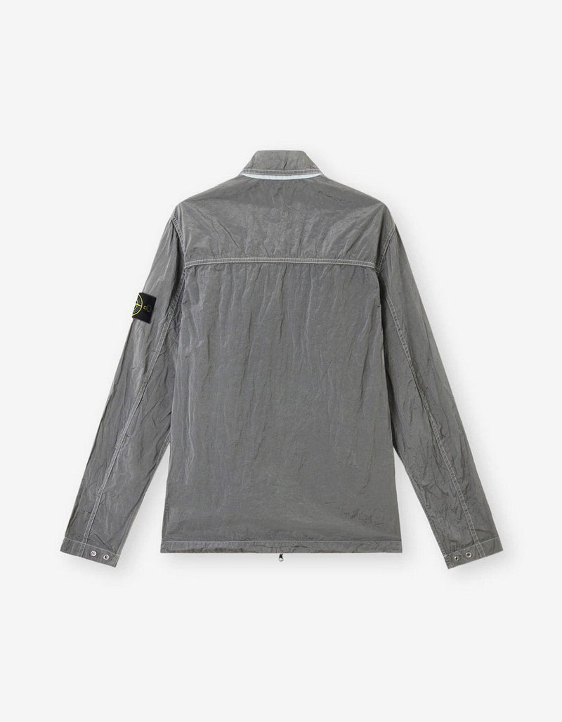 Stone Island Grey Compass Logo Nylon Metal Overshirt