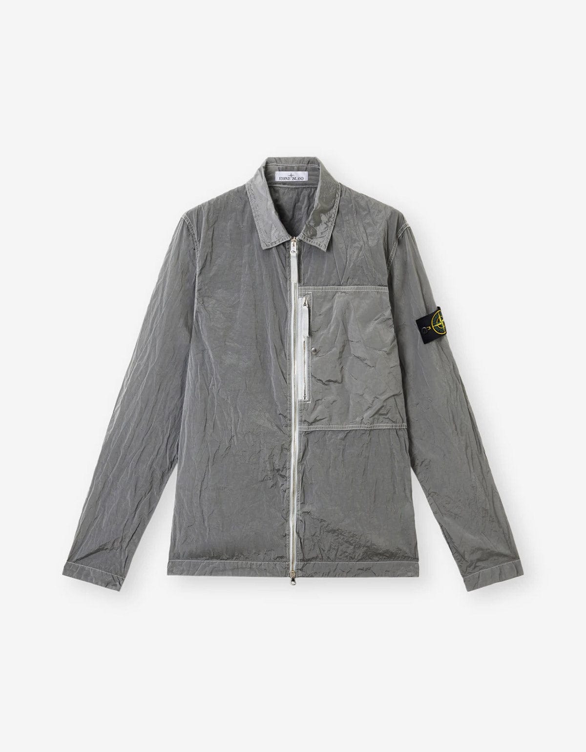Stone Island Grey Compass Logo Nylon Metal Overshirt