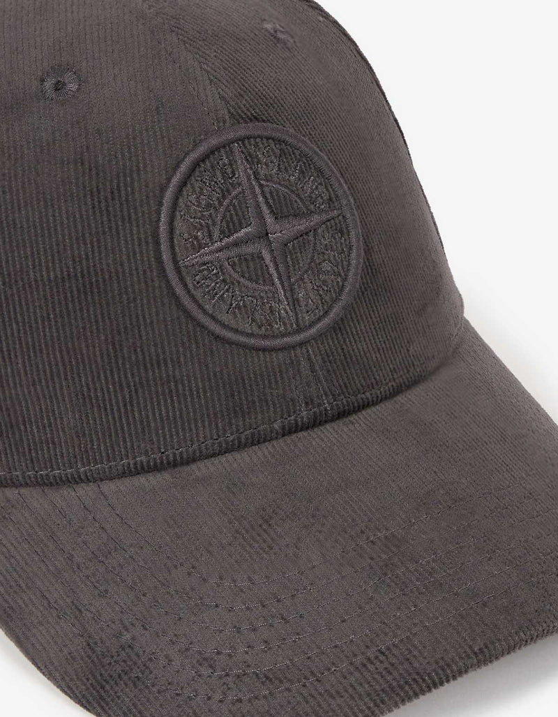 Stone Island Grey Corduroy Logo Cap