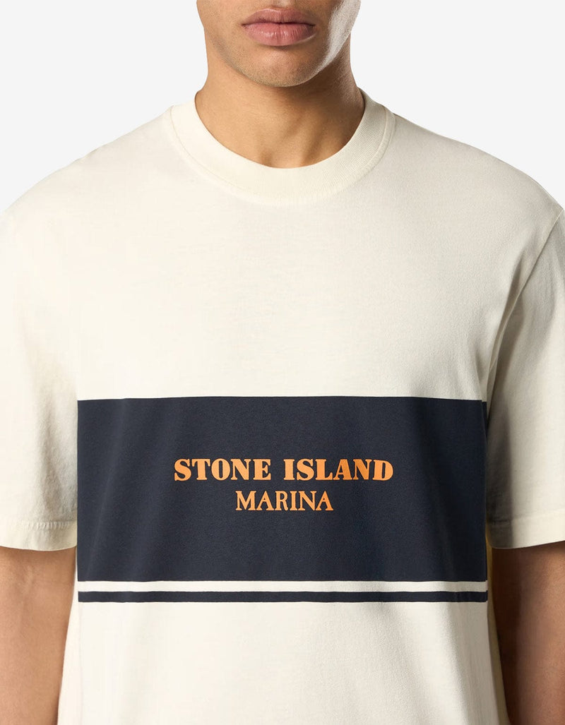 Stone Island Marina Ivory White Logo T-Shirt