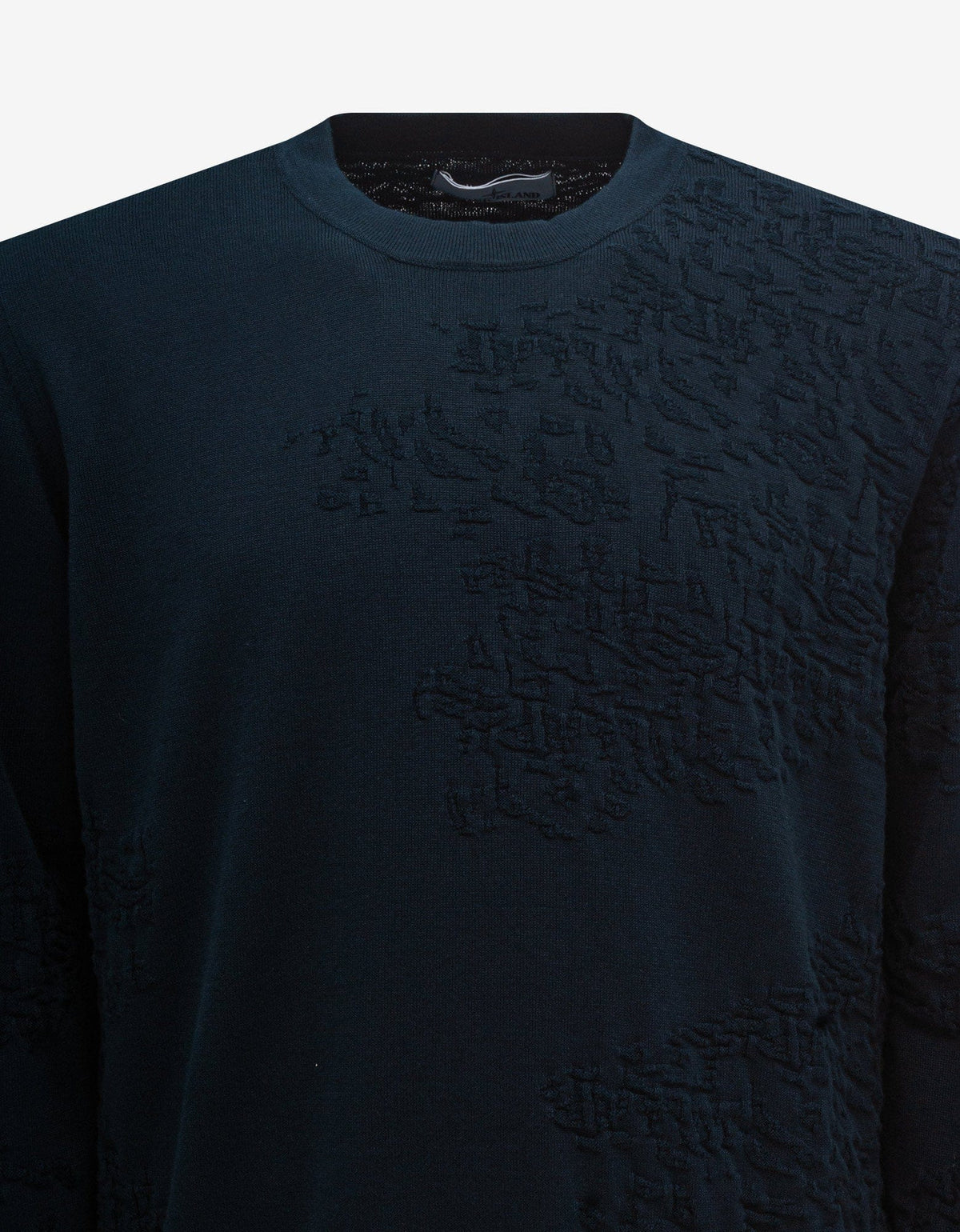 Stone Island Navy Blue Jacquard Sweater
