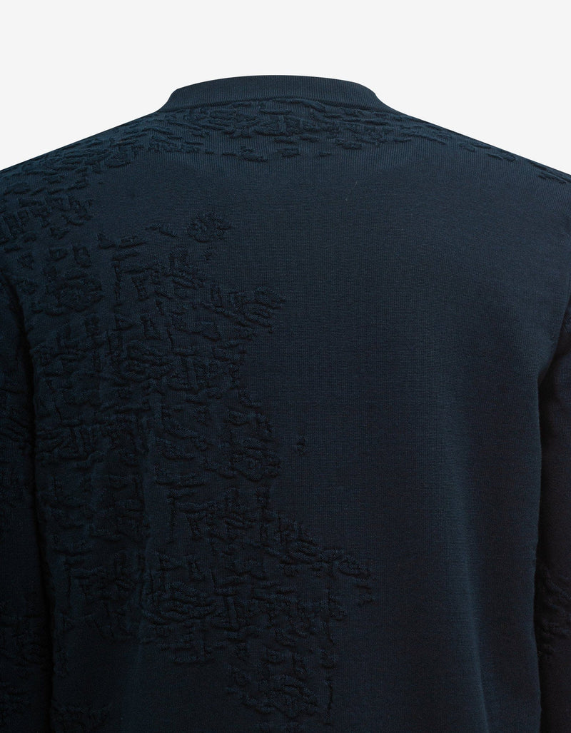 Stone Island Navy Blue Jacquard Sweater