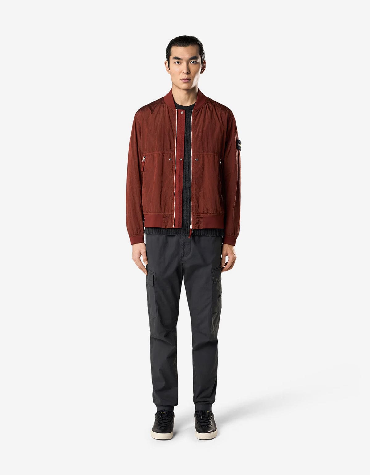 Stone Island Orange Nylon Metal Bomber Jacket M Orange