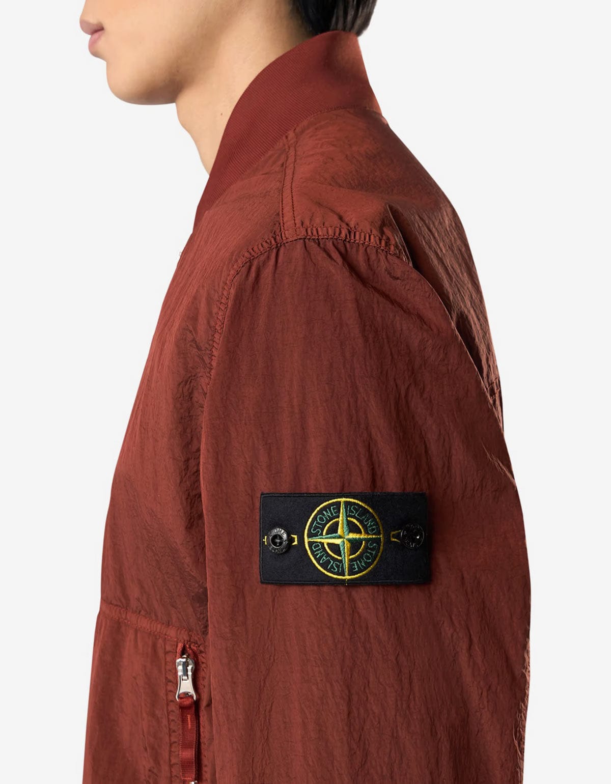 Stone Island Orange Nylon Metal Bomber Jacket