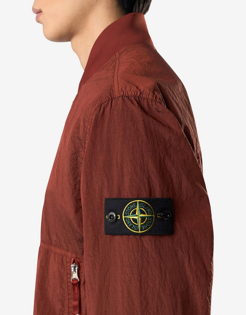 Stone Island Orange Nylon Metal Bomber Jacket