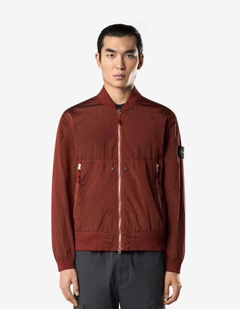 Stone Island Orange Nylon Metal Bomber Jacket