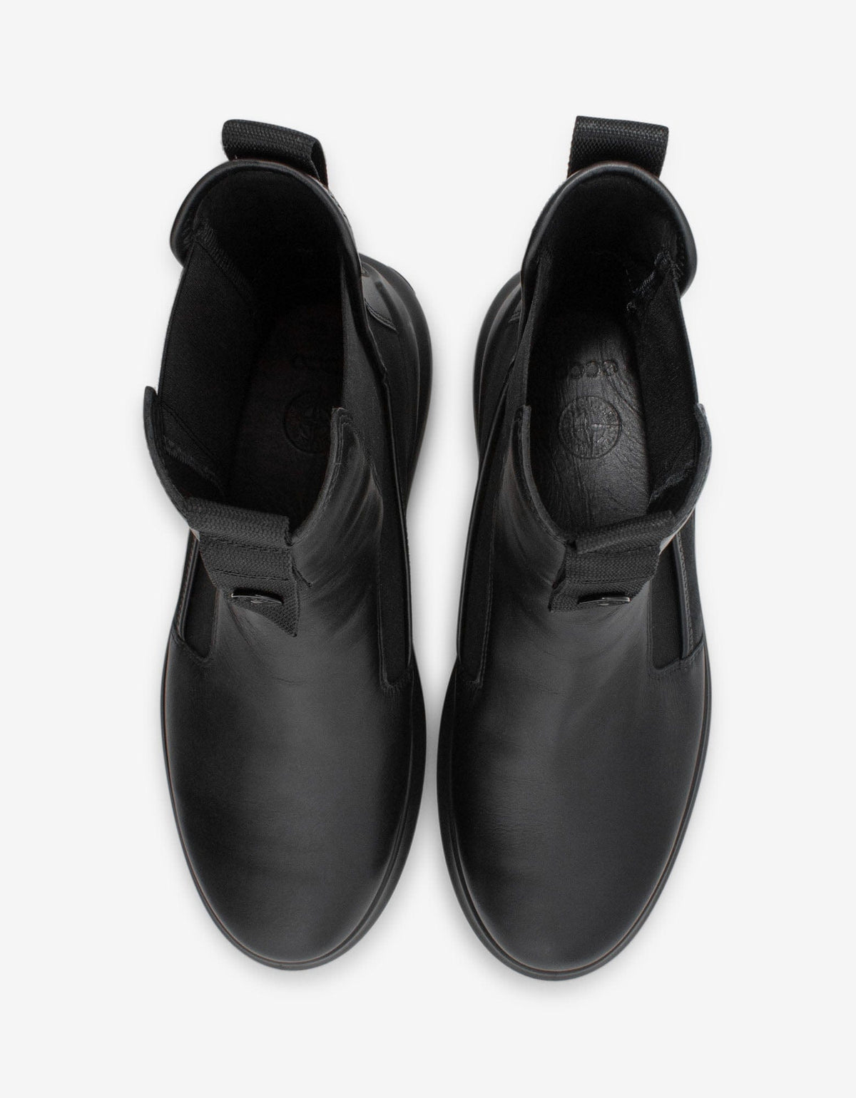 Stone Island Shadow Project Black Leather Thick Sole Chelsea Boots