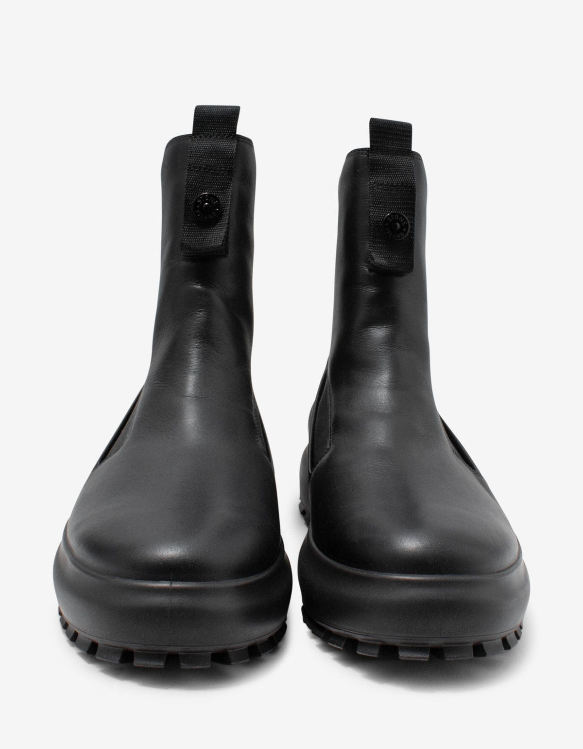 Stone Island Shadow Project Black Leather Thick Sole Chelsea Boots