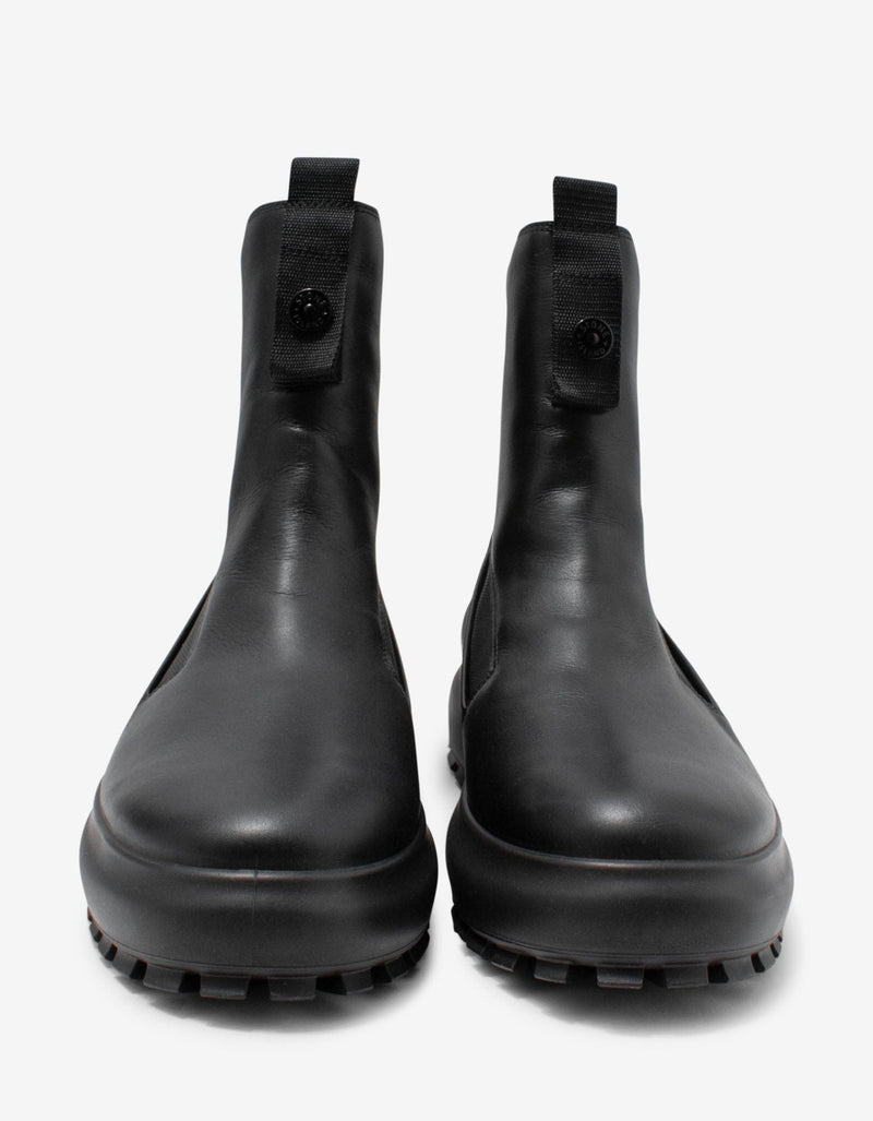 Stone Island Shadow Project Black Leather Thick Sole Chelsea Boots