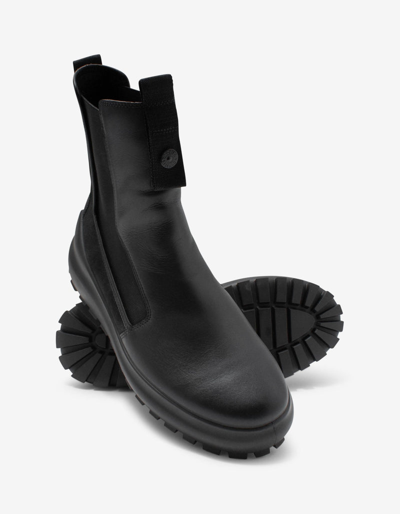 Stone Island Shadow Project Black Leather Thick Sole Chelsea Boots