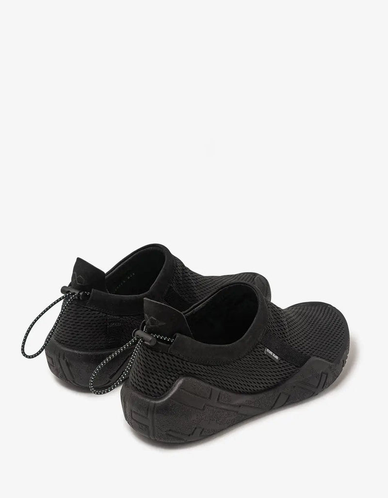Stone Island Shadow Project Black Moc Debossed Leather & Mesh Trainers