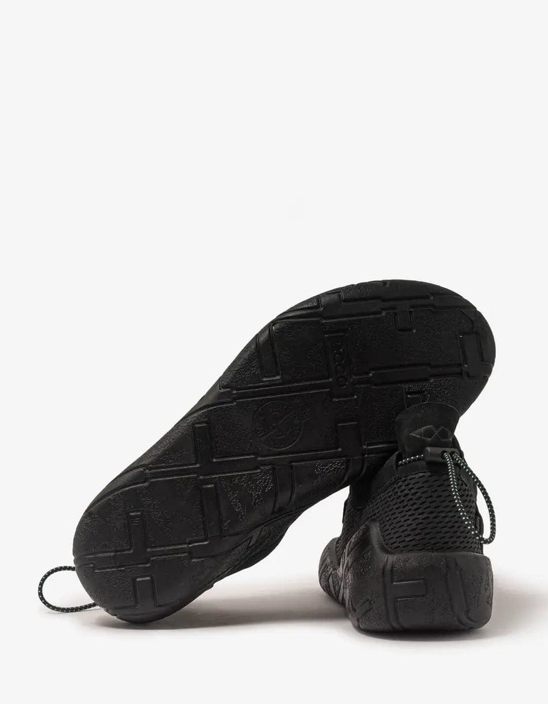 Stone Island Shadow Project Black Moc Debossed Leather & Mesh Trainers