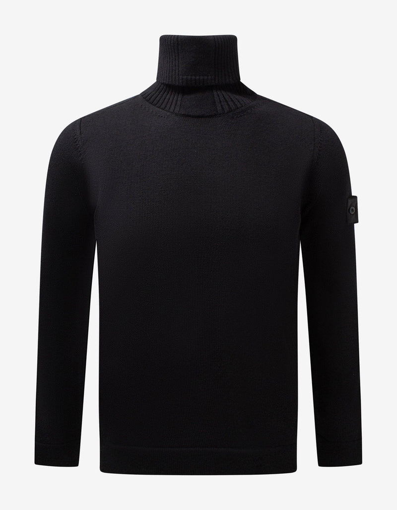 Stone Island Shadow Project Black Ribbed Turtleneck Sweater