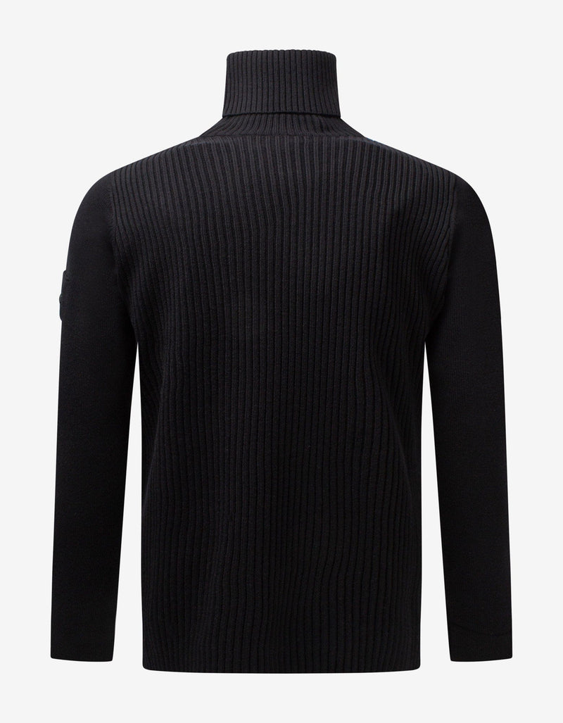 Stone Island Shadow Project Black Ribbed Turtleneck Sweater